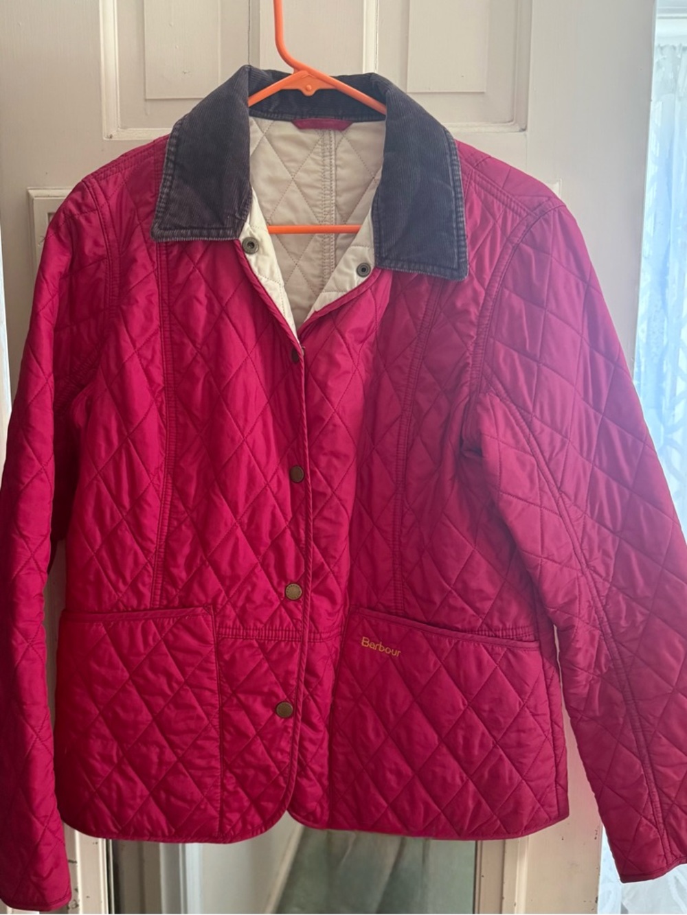 Barbour Quilted Jacket in Raspberry - Picture 3 of 4